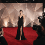 Celebrities arriving on a glamorous red carpet at a major entertainment event in 2026