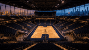 Modern basketball arena concept representing NBA expansion discussions involving Las Vegas and Seattle