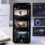 Vertical short-form videos on a smartphone showing social media feeds, creators, likes, comments, and shares