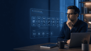 AI agents workflow showing automation, digital tools, and human oversight in 2026