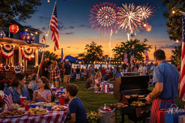 America 250 Fourth of July celebration with fireworks, flags, and holiday shopping deals
