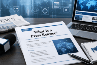 What is a press release guide showing format, purpose, types, and media announcement structure