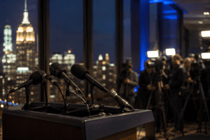 Editorial image representing Zohran Mamdani’s New York primary wins and the Democratic Party debate over progressive politics.