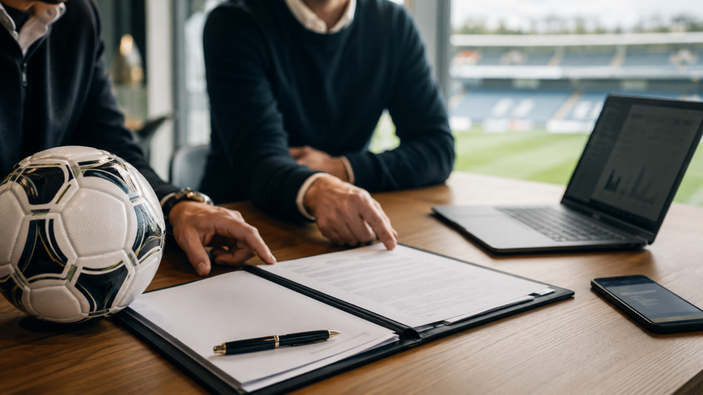 Football transfer window explained with player signing and club deal concept