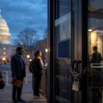 U.S. Capitol and closed federal office representing government shutdown explained