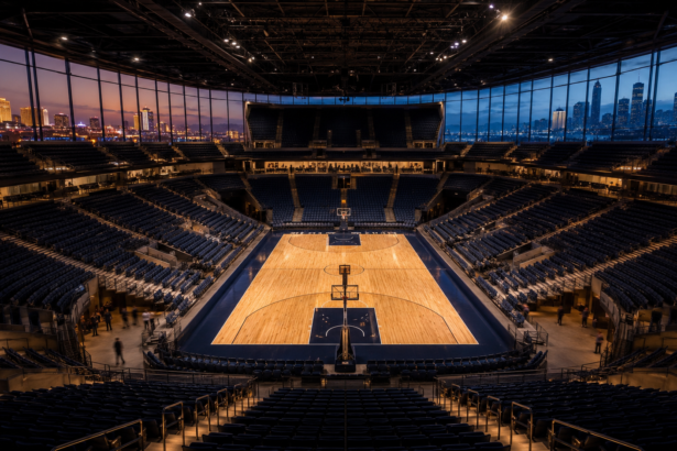 Modern basketball arena concept representing NBA expansion discussions involving Las Vegas and Seattle