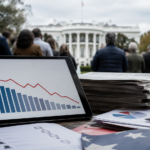 White House with polling chart and American voters