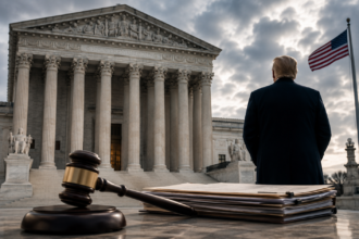 Supreme Court building with legal documents representing Trump birthright citizenship order case