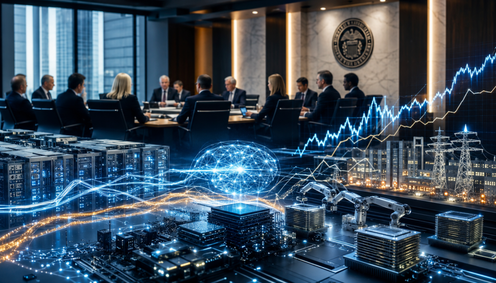AI data centers and semiconductor chips representing inflation pressure