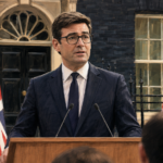 Andy Burnham delivering his first speech as the new UK Prime Minister outside 10 Downing Street after replacing Keir Starmer.