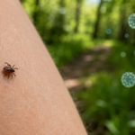 Tick associated with Bourbon virus disease on human skin