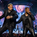 Chris Brown and Usher performing together during their 2026 stadium tour