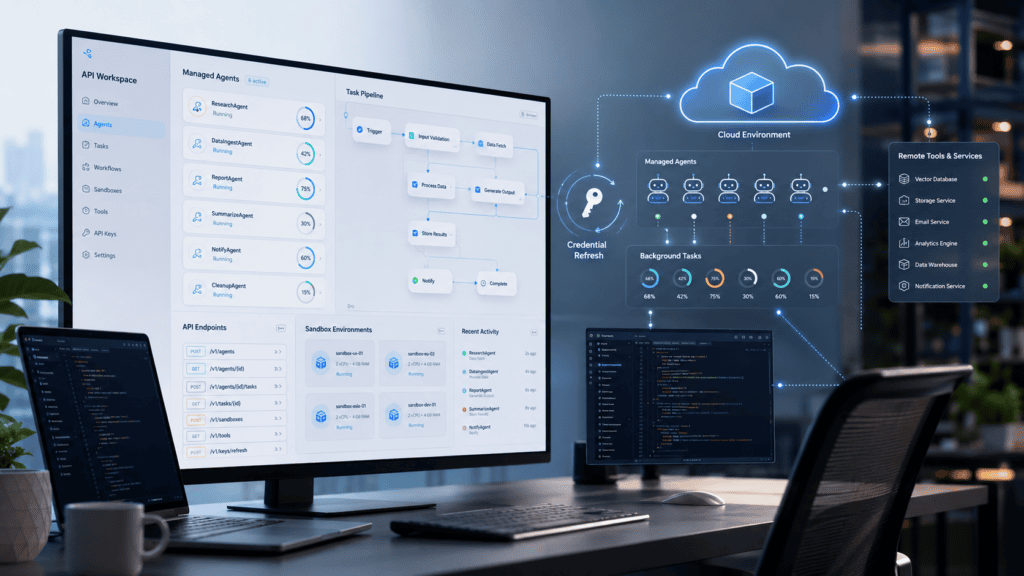 Google Gemini API managed agents showing background AI tasks and developer tools