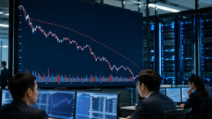 Financial analysts monitor a sharp IBM stock decline after preliminary Q2 results
