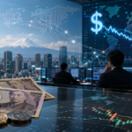 Japanese yen notes beside a rising USD JPY chart illustrating the yen’s weakness in 2026
