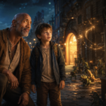 Dwayne Johnson and Theo Clark Leber in Lizard Music casting artwork