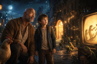 Dwayne Johnson and Theo Clark Leber in Lizard Music casting artwork