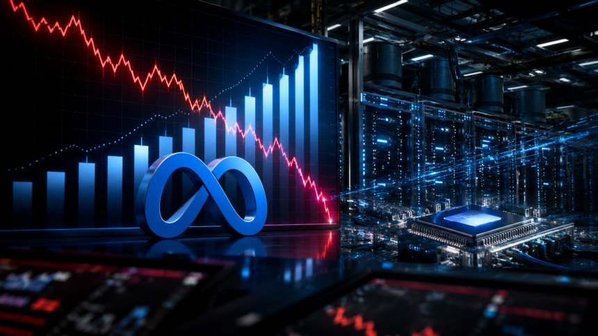 Meta stock chart falling after Q2 2026 earnings despite strong revenue growth