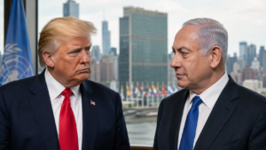 Donald Trump and Benjamin Netanyahu amid debate over whether NYC can enforce the ICC arrest warrant