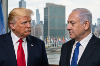 Donald Trump and Benjamin Netanyahu amid debate over whether NYC can enforce the ICC arrest warrant