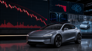 Tesla share price chart falling after Q2 2026 earnings