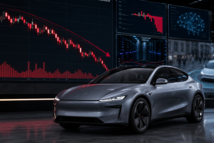 Tesla share price chart falling after Q2 2026 earnings