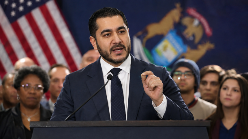 Abdul El-Sayed speaking after winning the Michigan Democratic Senate primary