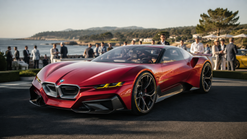 BMW M Concept Neue Klasse electric performance concept car displayed for its North American debut at Monterey Car Week