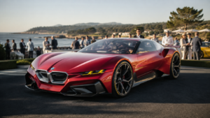 BMW M Concept Neue Klasse electric performance concept car displayed for its North American debut at Monterey Car Week