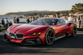 BMW M Concept Neue Klasse electric performance concept car displayed for its North American debut at Monterey Car Week