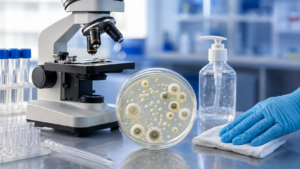 Illustration representing Candida auris symptoms and infection risks