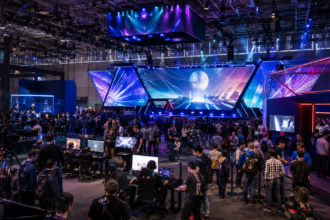 Gamescom event hall and stage at Koelnmesse in Cologne