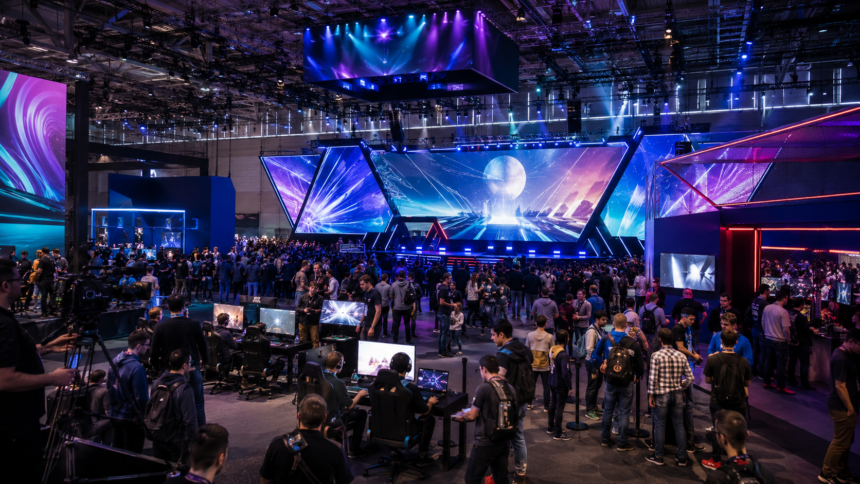 Gamescom event hall and stage at Koelnmesse in Cologne