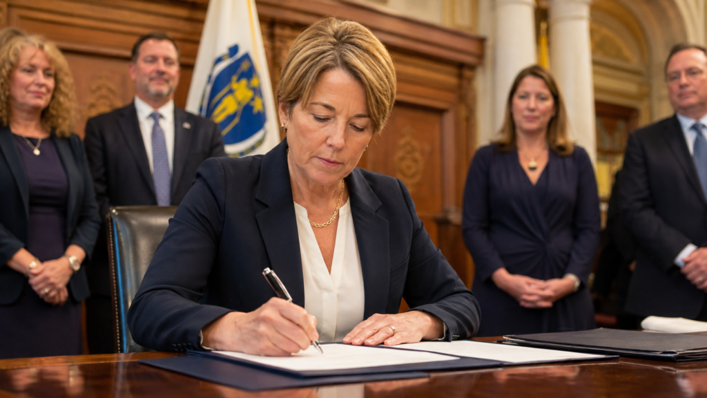 Massachusetts Gov. Maura Healey signs H.5595 abortion law in 2026