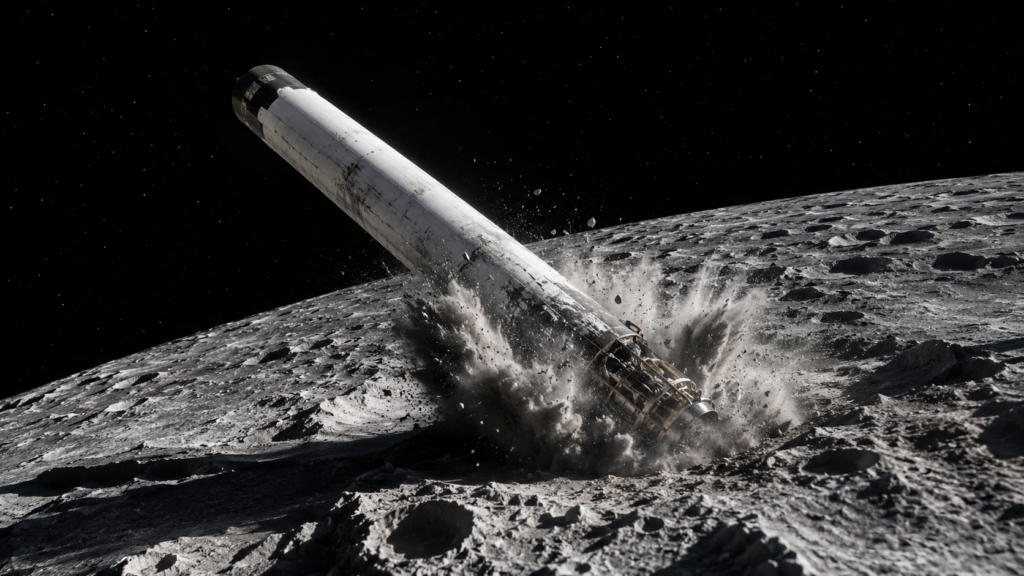 SpaceX Falcon 9 rocket stage crashing into the Moon