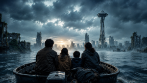 The Delgado family escapes their flooded home in The Last House