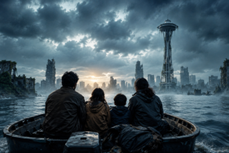 The Delgado family escapes their flooded home in The Last House